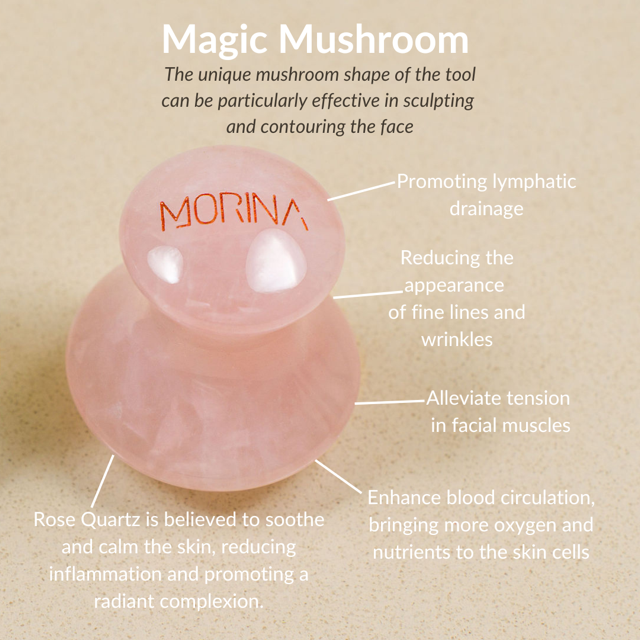 Magic Mushroom Rose Quartz Gua Sha